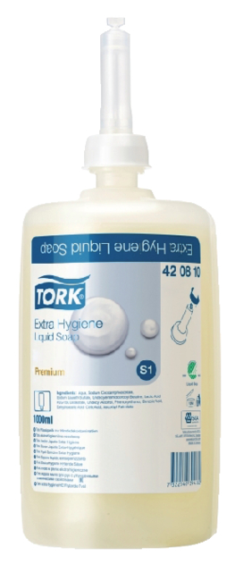 Handzeep Tork S1  vloeibaar extra hygiënisch ongeparfumeerd 1000ml 420810