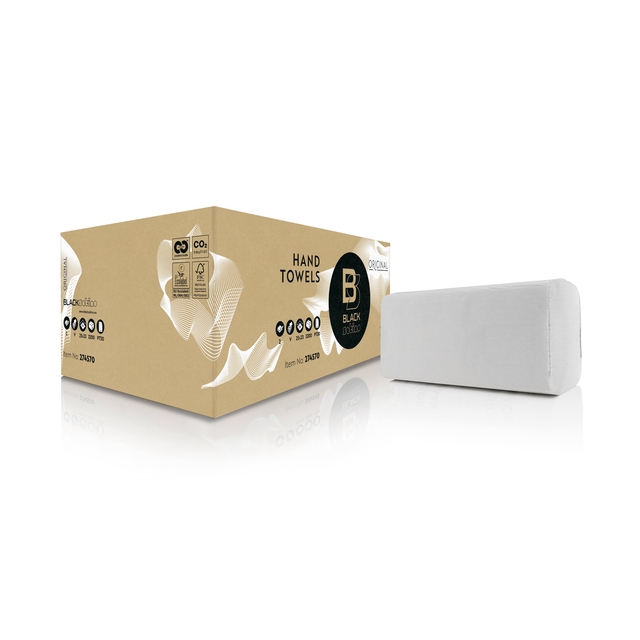 Handdoek BlackSatino PT30 Original v-vouw 2-laags 250x230mm 15x214 vel wit 274570