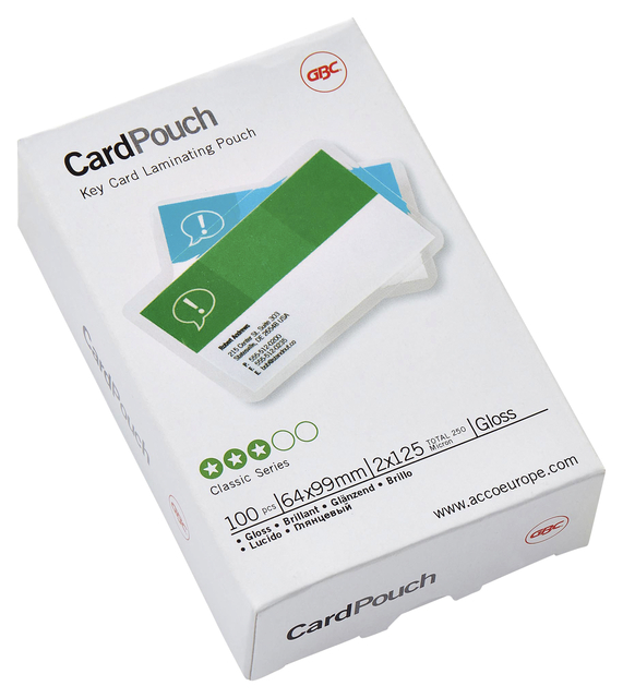 Pochette de plastification GBC carte 64x99mm 2x125mic 100 pièces