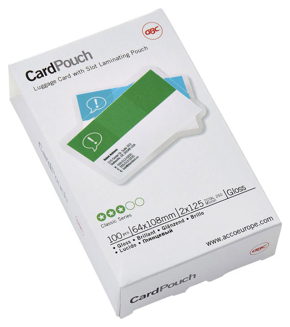 Pochette de plastification GBC bagage 64x108mm  2x125 microns 100 pièces