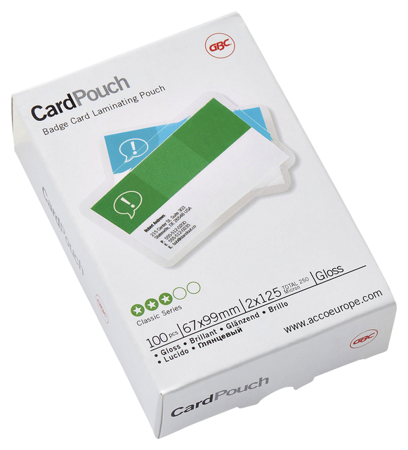 Pochette de plastification GBC bagde 67x99mm 2x125 microns 100 pièces