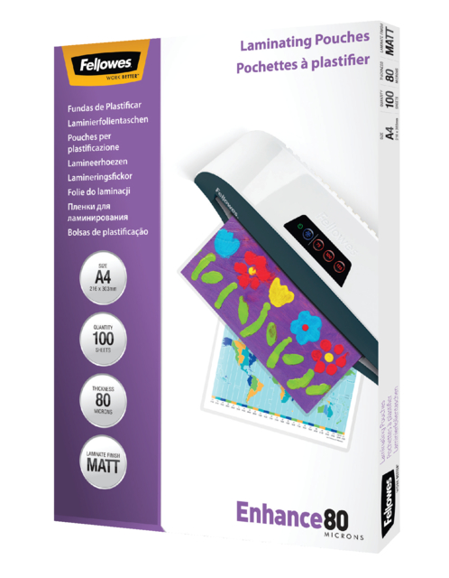 Lamineerhoes Fellowes A4 2x80micron mat 100 stuks