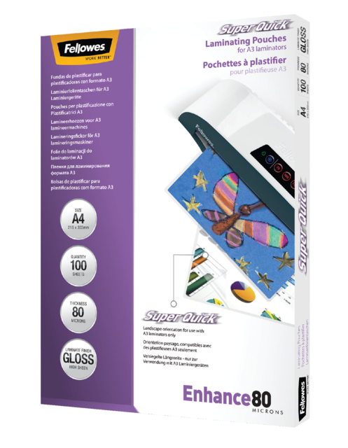 Lamineerhoes Fellowes A4 Superquick 2x80micron 100 stuks