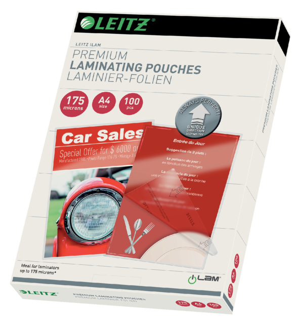 Pochette de plastification Leitz iLAM A4 2x175 micron 100 pièces