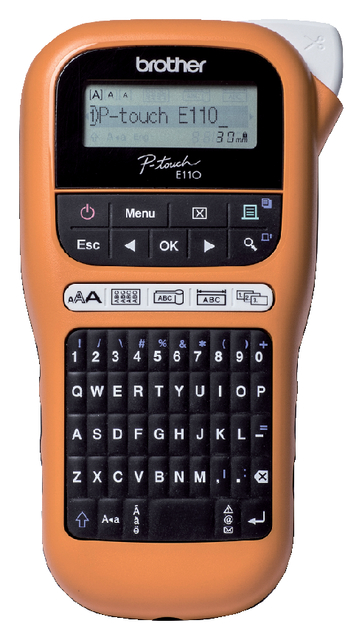 Labelprinter Brother P-touch TZe PT-E110VP draagbaar qwerty 12mm oranje