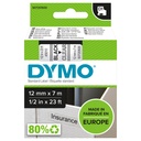Ruban Dymo LabelManager D1 polyester 12mmx7m noir sur transparent