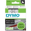 Ruban étiquettes Dymo LabelManager D1 polyester 19mmx7m noir sur blanc