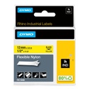 Labeltape Dymo Rhino industrieel nylon 12mm zwart op geel