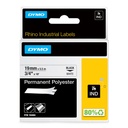 Labeltape Dymo Rhino industrieel polyester 19mm zwart op wit