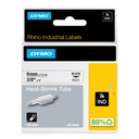 Labeltape Dymo Rhino industrieel krimpkous 9mm zwart op wit