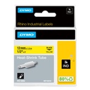 Ruban Dymo Rhino Industrile rétractable 12mmx1,5m noir sur jaune