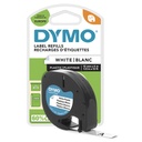 Ruban étiquettes Dymo LetraTag plastique 12mmx4m noir sur blanc