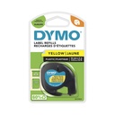 Ruban Dymo LetraTag plastique 12mmx4m noir sur jaune
