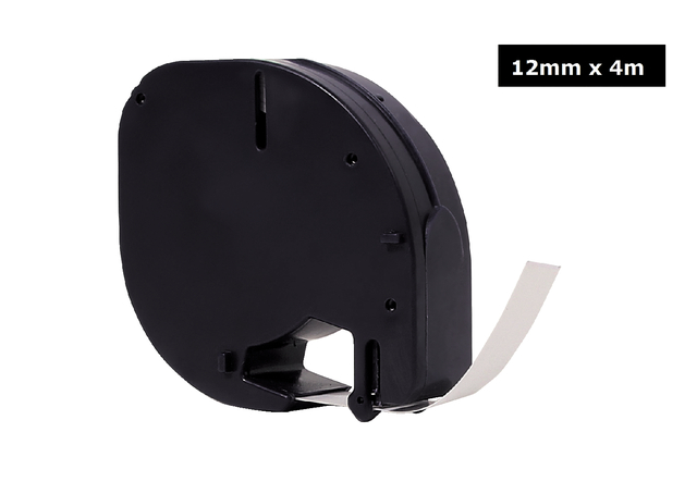 Ruban étiquette Quantore 91201 12mmx4m plastique noir sur blanc