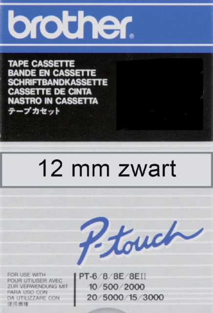 Labeltape Brother P-touch TC-101 standaard 12mm zwart op transparant