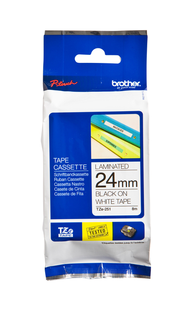 Ruban de lettrage Brother P-Touch TZe-251 standard 24mm noir sur blanc