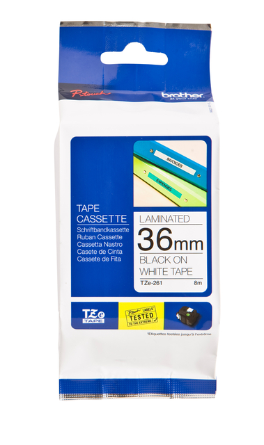 Labeltape Brother P-touch TZe-261 standaard 36mm zwart op wit