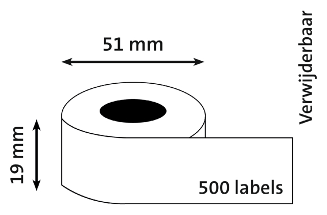 Etiket Dymo LabelWriter multifunctioneel 19x51mm 1 rol á 500 stuks wit