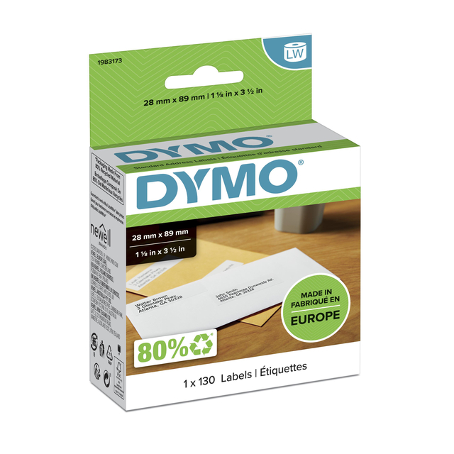 Etiquette adresse Dymo LabelWriter 28x89mm 130 pièces blanc