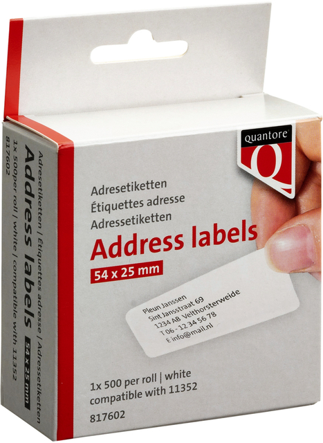 Labeletiket Quantore 11352 54x25mm adres wit 500 stuks