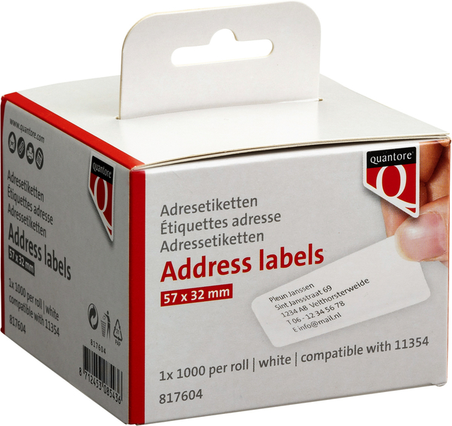 Etiquette Quantore 11354 57x32mm adresse blanc 1000 pièces