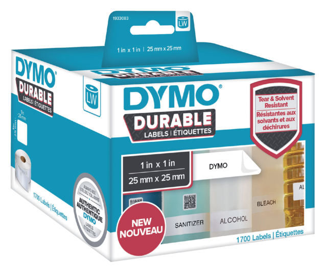 Etiket Dymo LabelWriter industrieel 25x25mm 2 rollen á 850 stuks wit