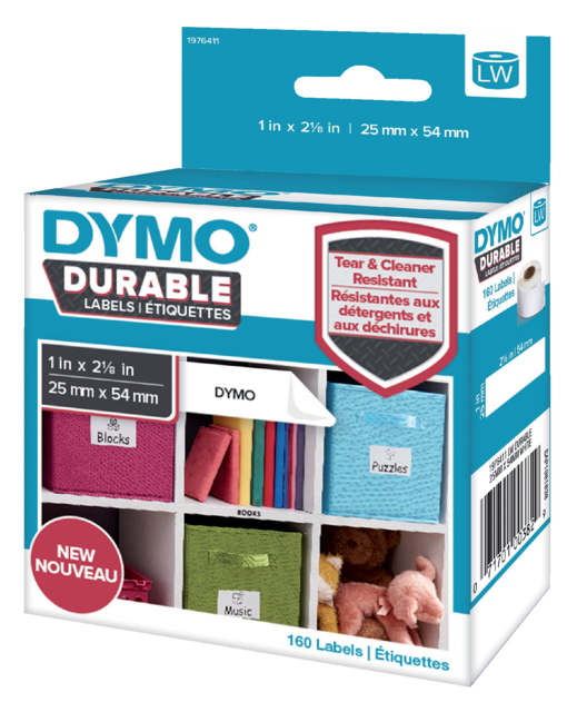 Etiket Dymo LabelWriter industrieel 25x54mm 1 rol á 160 stuks wit