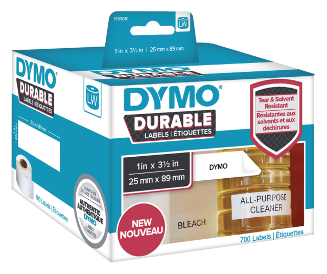 Etiket Dymo LabelWriter industrieel 25x89mm 2 rollen á 350 stuks wit