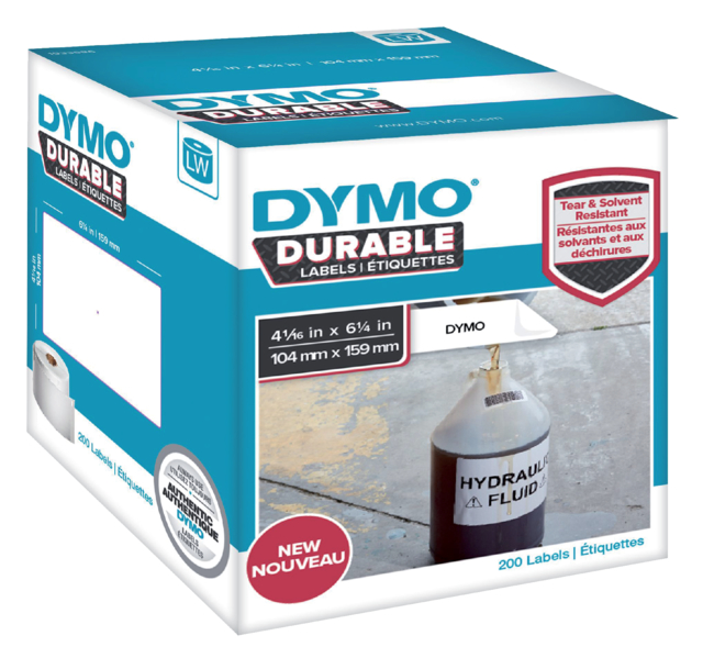 Etiket Dymo LabelWriter industrieel 104x159mm 1 rol á 200 stuks wit