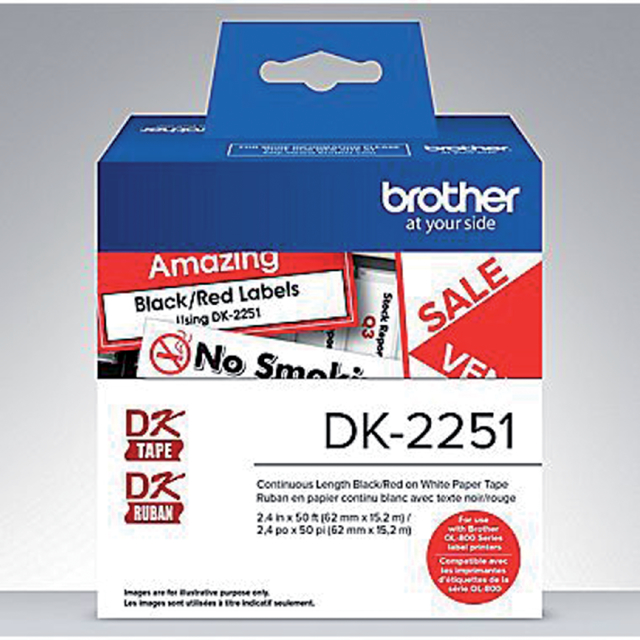 Etiquette Brother DK-22251 continu 62mm 1 rouleau 15m blanc