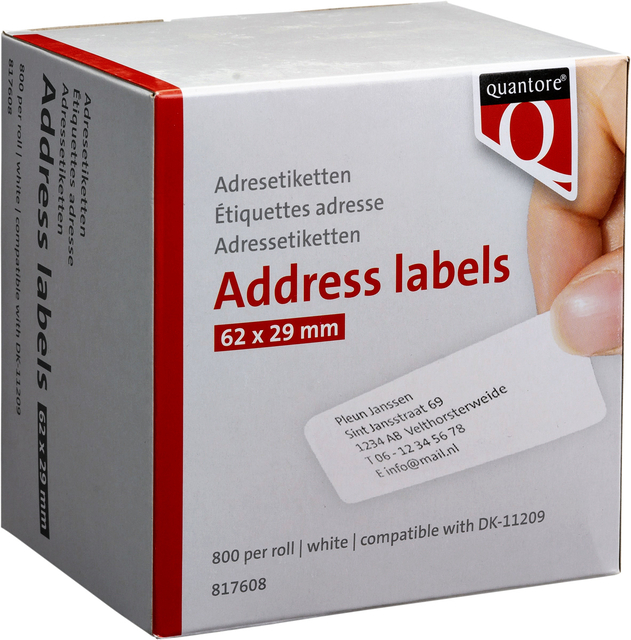 Etiquette Quantore DK-11209 29x62mm adresse blanc 800 pièces