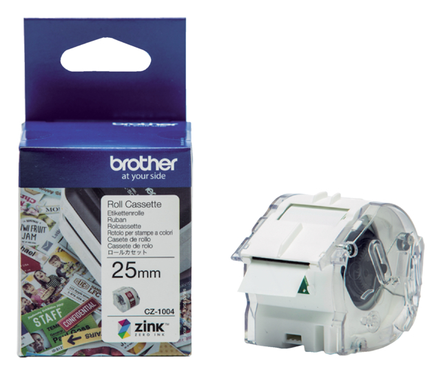 Etiket Brother CZ-1004 multifunctioneel 25mm 1 rol á 5m wit