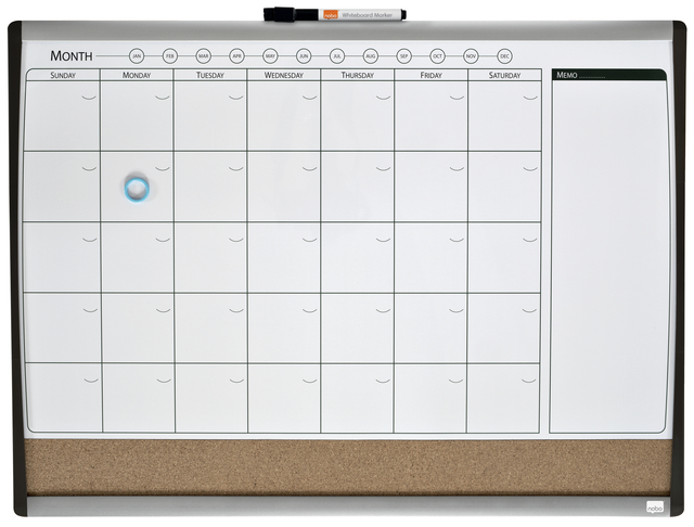 Tableau mixte Planning magnétique/liège Nobo 58,5x43cm incurvé