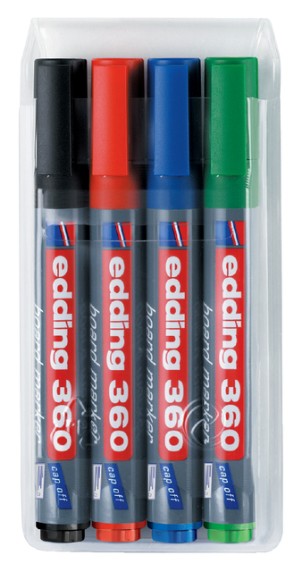 Marqueur tableau blanc edding 360 ogive 1,5-3mm assorti étui 4 pièces