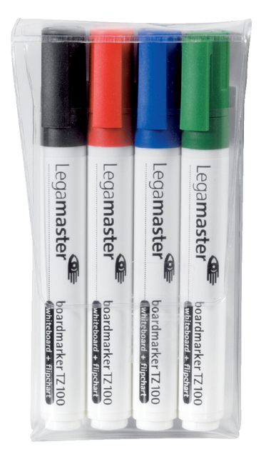 Marqueur tableau blanc Legamaster TZ100 ogive 1,5-3mm assorti 4 pièces