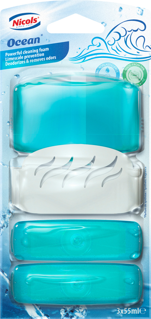 Bloc WC Air Plus Ocean 55ml avec support 3 pièces