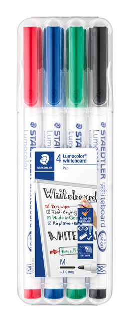 Marqueur tableau blanc Staedtler 301 ogive 1mm assorti 4 pièces