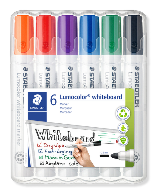 Whiteboardmarker Staedtler Lumocolor 351 set à 6 stuks standaard assorti