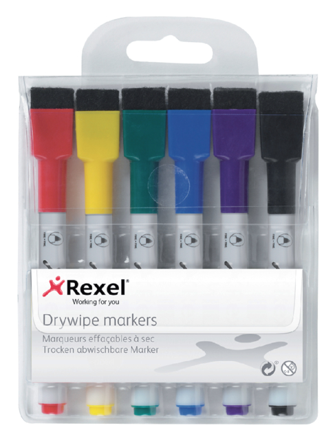 Whiteboardstift Rexel mini assorti 6 stuks