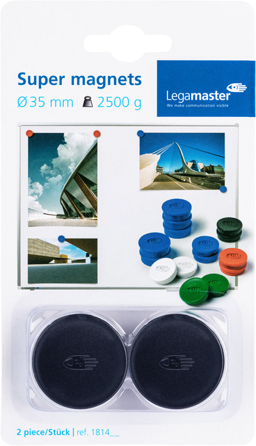 Aimant Legamaster 35mm super 2500g noir 2 pièces