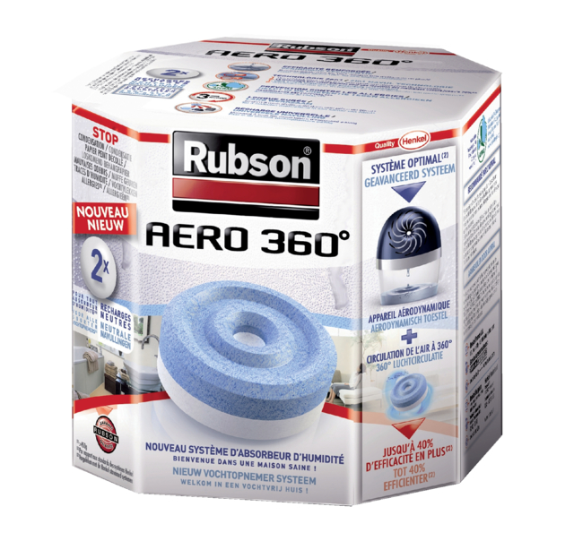 Recharge absorbeur d''humidité Rubson Aero 360° 2 pièces