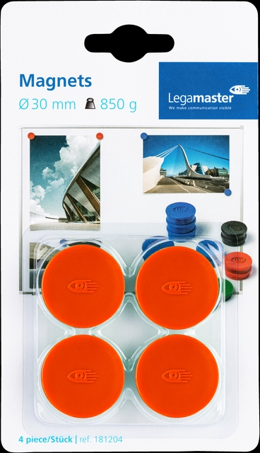 Aimant Legamaster 30mm 850g rouge 4 pièces