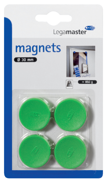 Magneet Legamaster 30mm 850gr groen 4 stuks