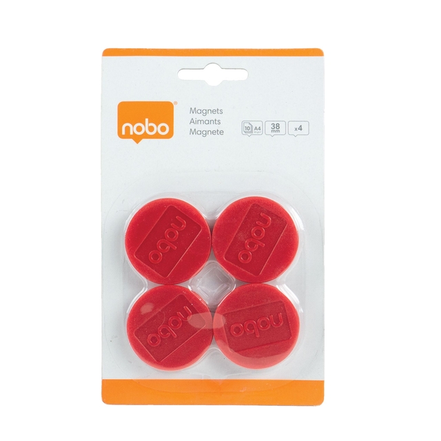 Aimant Nobo 38mm rouge 4 pièces