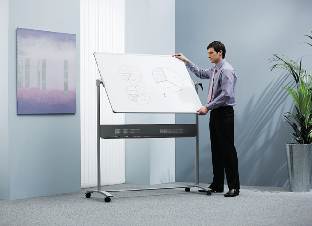 Tableau blanc pivotant Nobo mobile 90x120cm acier laqué
