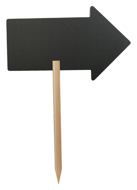 Ardoise Securit flèche 440x270mm avec pic en bois