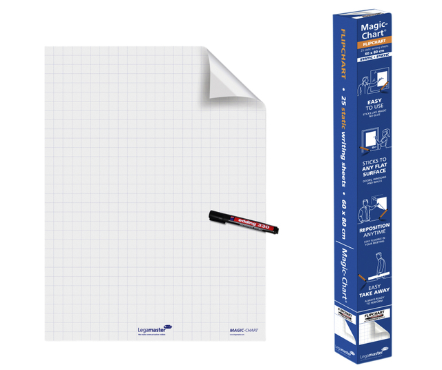 Magic-Chart Legamaster flipchart 600x800mm wit met ruit 25 vel