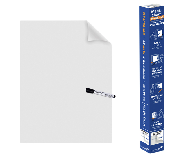 Magic-Chart Legamaster Tableau blanc 600x800mm transparent 25 feuilles