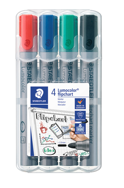 Marqueur chevalet Staedtler 356 ogive 2mm 4 pièces assorti