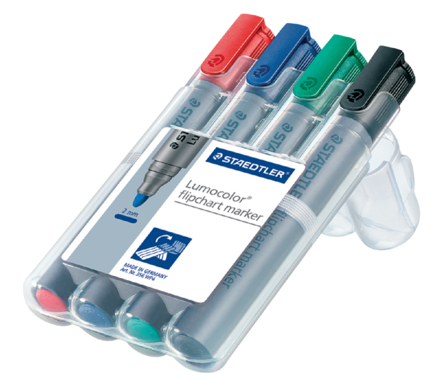 Viltstift Staedtler 356 voor flipover rond 2mm 4 stuks assor